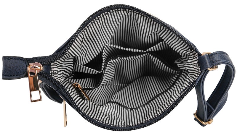 DELUXITY | Crossbody Purse Bag | Functional Multi Pocket Double Zipper Purse | Adjustable Strap | Medium Size Purse | Navy - Image 4